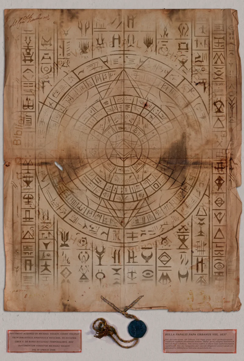 The ancient parchment with mystical symbols